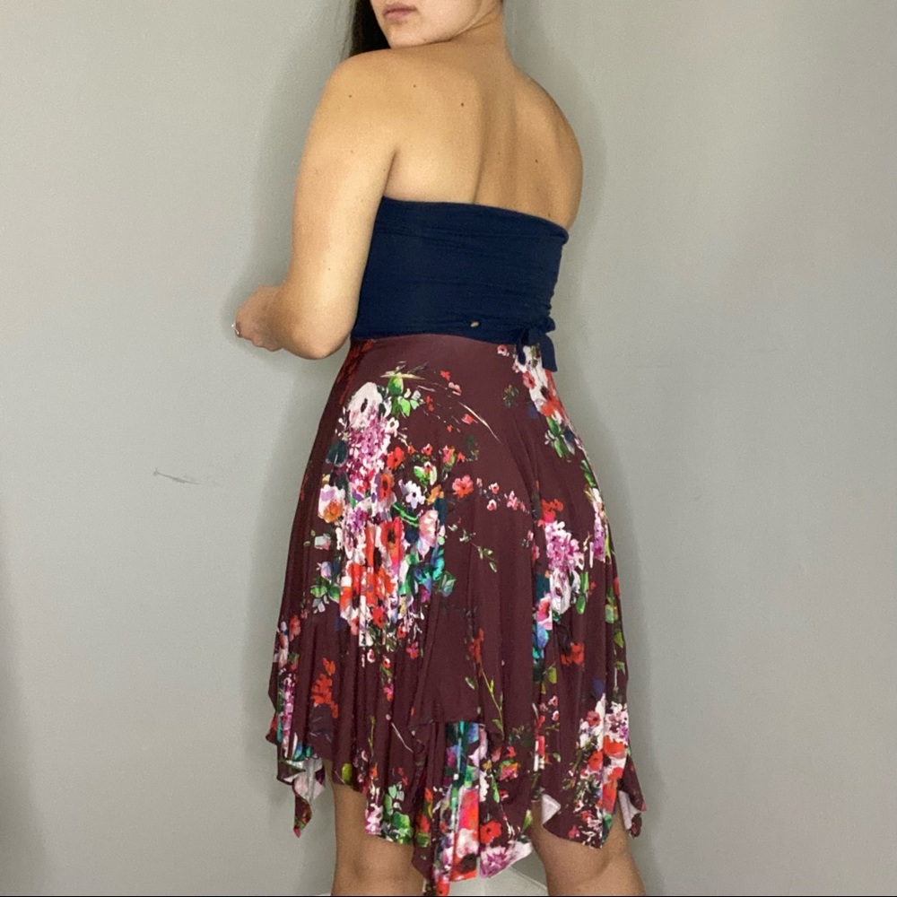 Anthropologie Neve and Hawk Floral Strapless Napkin Sharkbite Boho Dress Size 10 - Picture 5 of 14